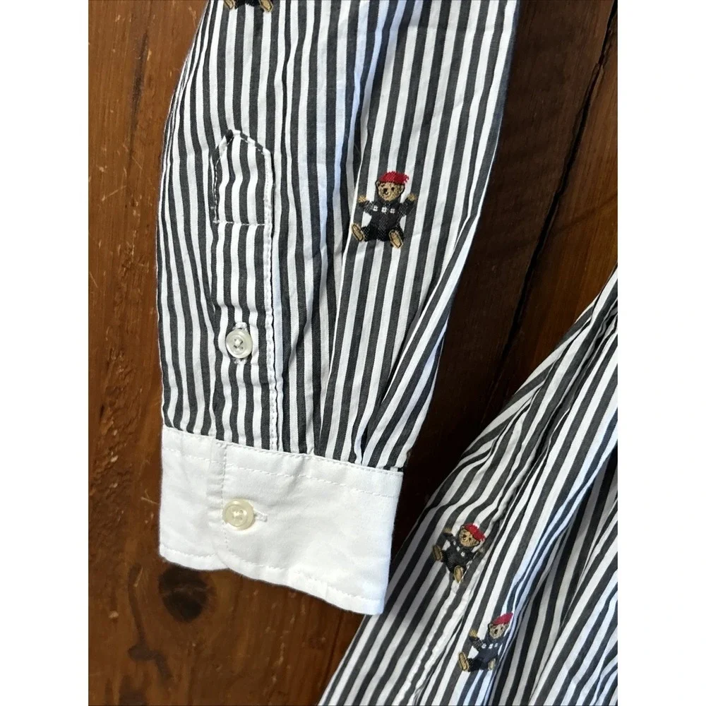 Girls Polo Ralph Lauren AOP Bear Print Belted Shirt Dress Sz 10 Gorgeous